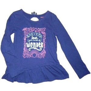CAT & JACK girls small 6/6x never lose your sense of wonder navy long sleeve